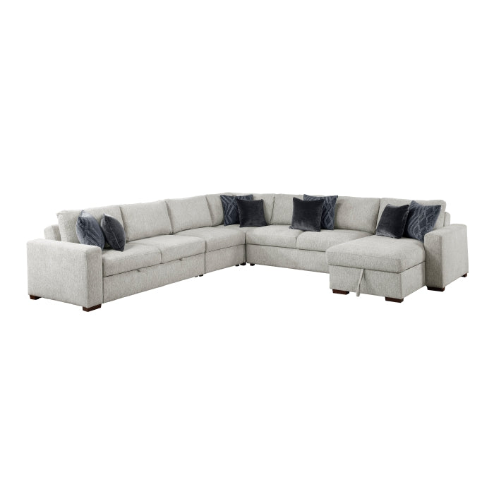 8548GY*6VC2ACR2ACLACA (6)5-Piece Sectional with Reversible Chaise, Pull-out Bed and Hidden Storage - 8548GY*6VC2ACR2ACLACA