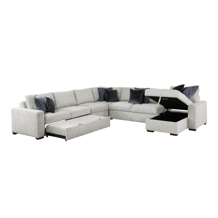 8548GY*6VC2ACR2ACLACA (6)5-Piece Sectional with Reversible Chaise, Pull-out Bed and Hidden Storage - 8548GY*6VC2ACR2ACLACA