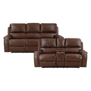 8549BRW*2 2pc Set: Sofa, Love - 8549BRW*2