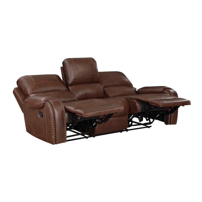 8549BRW*2 2pc Set: Sofa, Love - 8549BRW*2