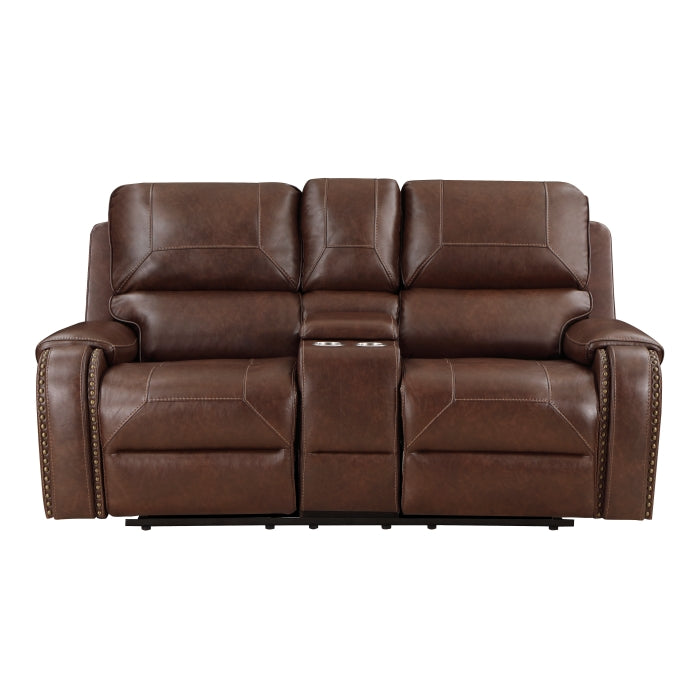 8549BRW*2 2pc Set: Sofa, Love - 8549BRW*2