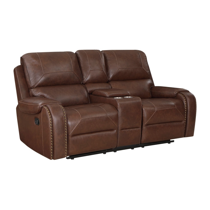 8549BRW*2 2pc Set: Sofa, Love - 8549BRW*2