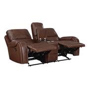 8549BRW*2 2pc Set: Sofa, Love - 8549BRW*2