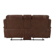 8549BRW-2 Double Glider Reclining Love Seat with Center Console, Receptacles and USB Ports - 8549BRW-2