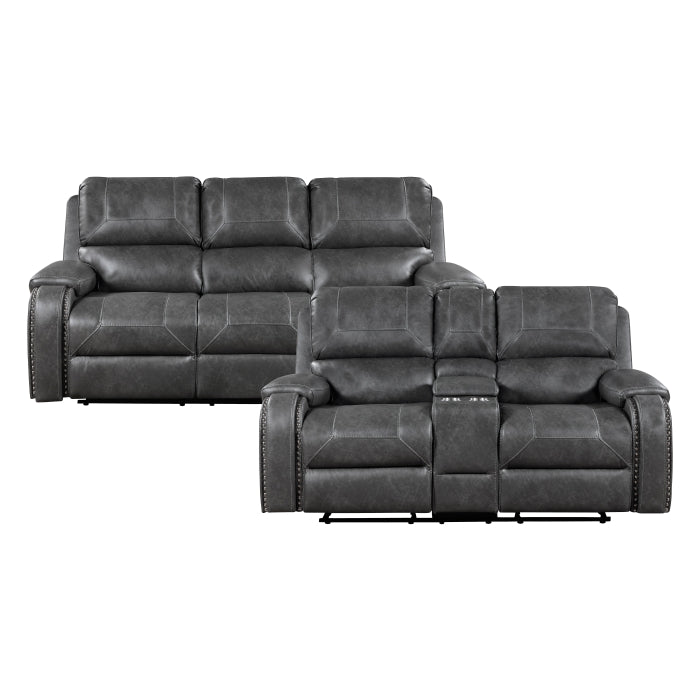 8549GRY*2 2pc Set: Sofa, Love - 8549GRY*2