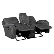 8549GRY-2 Double Glider Reclining Love Seat with Center Console, Receptacles and USB Ports - 8549GRY-2
