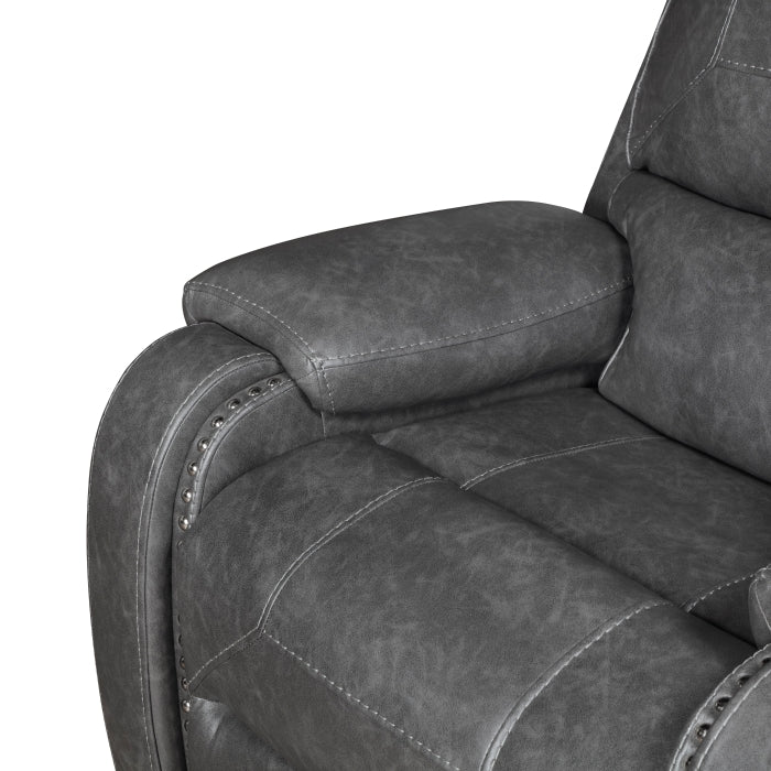 8549GRY-2 Double Glider Reclining Love Seat with Center Console, Receptacles and USB Ports - 8549GRY-2