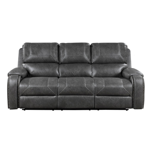 8549GRY-3 Double Reclining Sofa with Center Drop-Down Cup Holders, Receptacles and USB Ports - 8549GRY-3