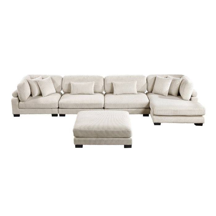 8555BE*CR2ACVCOT (5)5-Piece Modular Sectional with Reversible Chaise and Ottoman - 8555BE*CR2ACVCOT