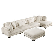 8555BE*CR2ACVCOT (5)5-Piece Modular Sectional with Reversible Chaise and Ottoman - 8555BE*CR2ACVCOT