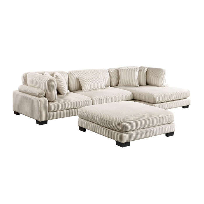 8555BE*CRACVCOT (4)4-Piece Modular Sectional with Reversible Chaise and Ottoman - 8555BE*CRACVCOT