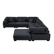 8555BK*3CR2ACOT (6)6-Piece Modular Sectional with Ottoman - 8555BK*3CR2ACOT