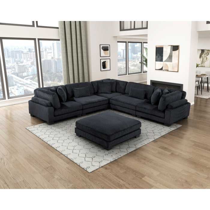 8555BK*3CR2ACOT (6)6-Piece Modular Sectional with Ottoman - 8555BK*3CR2ACOT