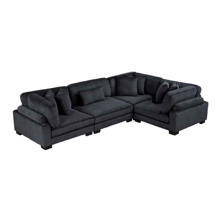8555BK*3CRAC (4)4-Piece Modular Sectional - 8555BK*3CRAC