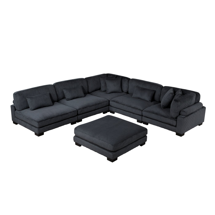 8555BK*6OT (6)6-Piece Modular Sectional with Ottoman - 8555BK*6OT