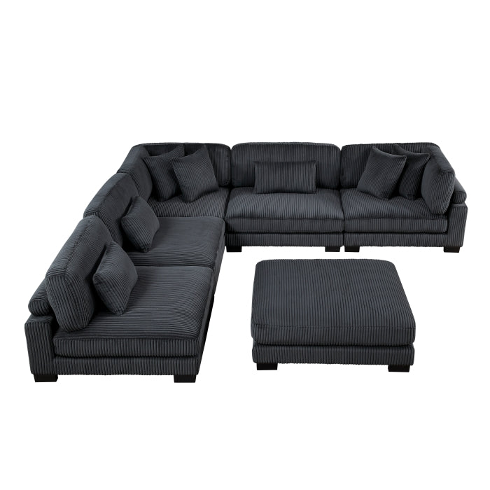 8555BK*6OT (6)6-Piece Modular Sectional with Ottoman - 8555BK*6OT