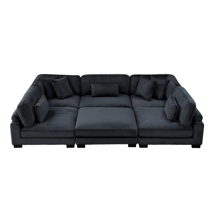 8555BK*6OT (6)6-Piece Modular Sectional with Ottoman - 8555BK*6OT
