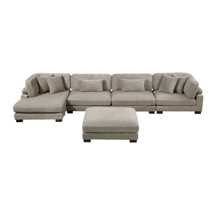 8555GB*CR2ACVCOT (5)5-Piece Modular Sectional with Reversible Chaise and Ottoman - 8555GB*CR2ACVCOT