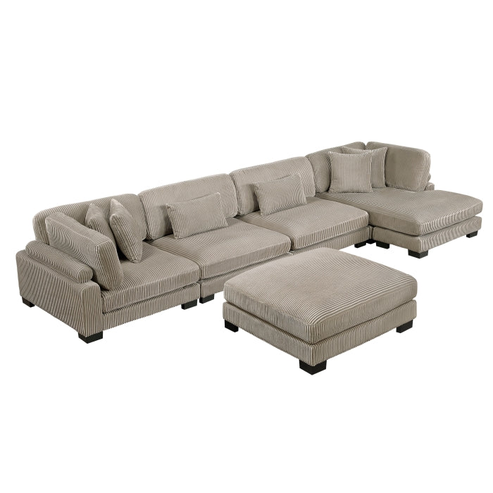 8555GB*CR2ACVCOT (5)5-Piece Modular Sectional with Reversible Chaise and Ottoman - 8555GB*CR2ACVCOT