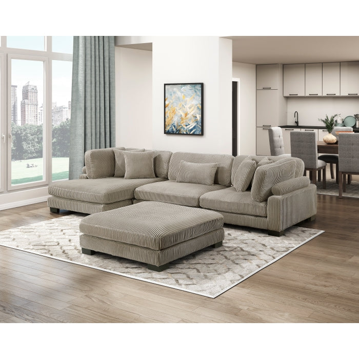 8555GB*CRACVCOT (4)4-Piece Modular Sectional with Reversible Chaise and Ottoman - 8555GB*CRACVCOT