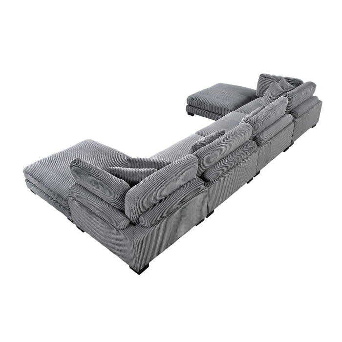 8555GY*2CR2AC2OT (6)6-Piece Modular Sectional with Ottomans - 8555GY*2CR2AC2OT