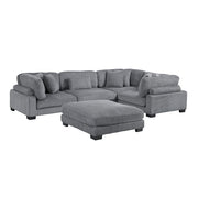 8555GY*3CRACOT (5)5-Piece Modular Sectional with Ottoman - 8555GY*3CRACOT