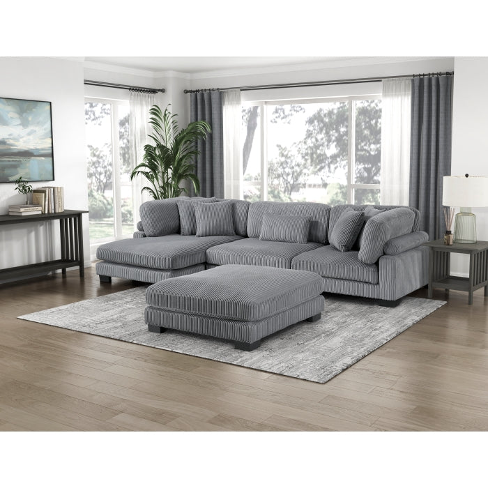 8555GY*CRACVCOT (4)4-Piece Modular Sectional with Reversible Chaise and Ottoman - 8555GY*CRACVCOT