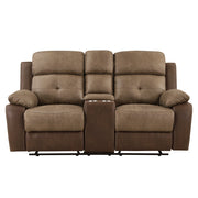 8599BR-2 Double Glider Reclining Love Seat with Center Console - 8599BR-2