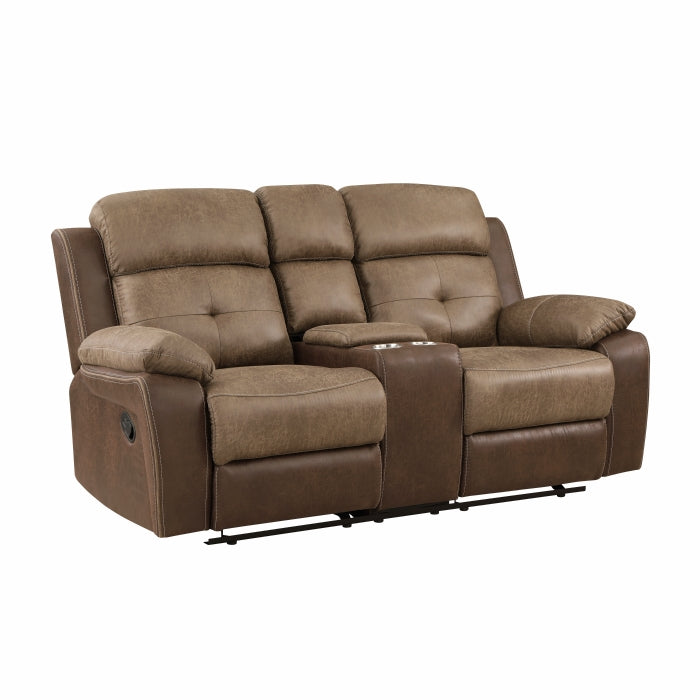 8599BR-2 Double Glider Reclining Love Seat with Center Console - 8599BR-2