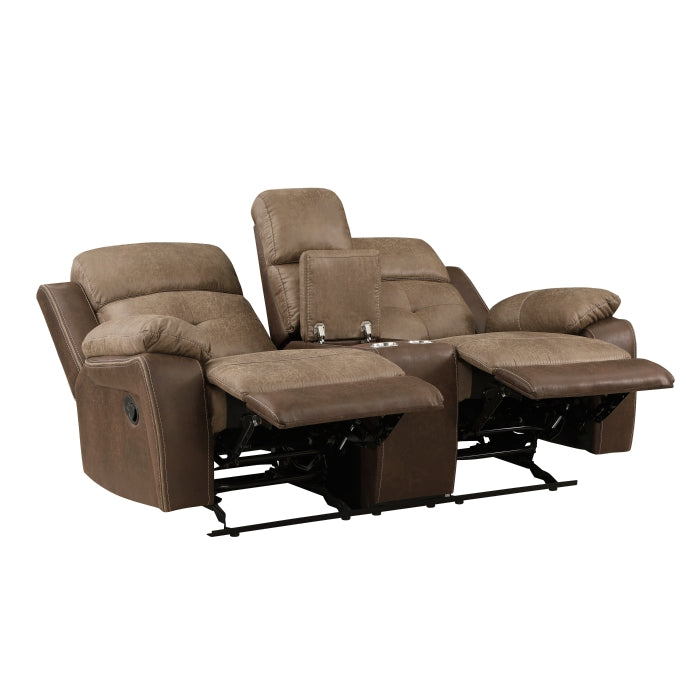 8599BR-2 Double Glider Reclining Love Seat with Center Console - 8599BR-2