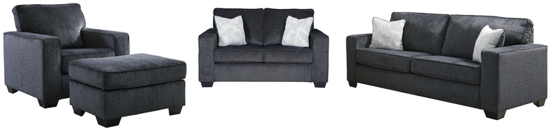 Altari Sofa, Loveseat, Chair and Ottoman in Slate from Ashley - Luna Furniture