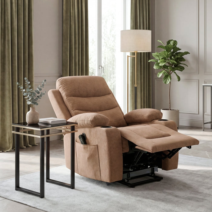 9000BRW-1LTM Power Lift Chair with Massage, Heat, Charging Ports and Cup-holders - 9000BRW-1LTM