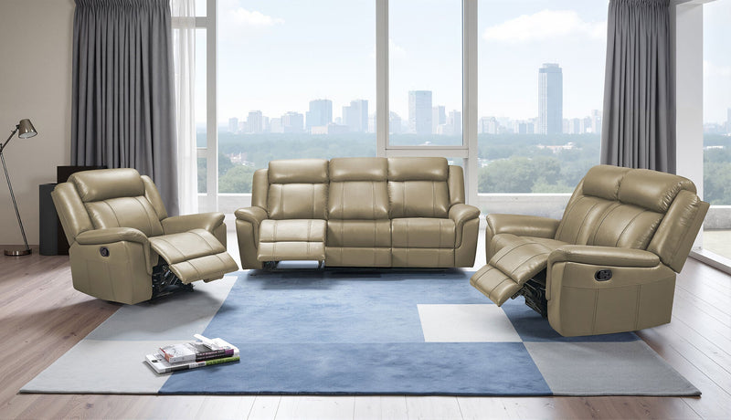 9015 Taupe W/ Manual Recliner Set - p14094