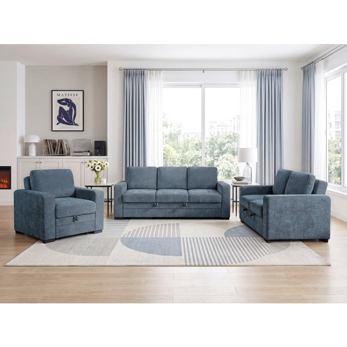9027BUE-2CL Convertible Love Seat with Pull-out Bed - 9027BUE-2CL