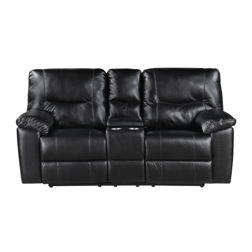 9037BLK-2 Double Reclining Love Seat with Center Console - 9037BLK-2