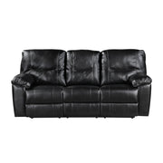 9037BLK-3 Double Reclining Sofa with Drop-Down Cup Holders - 9037BLK-3