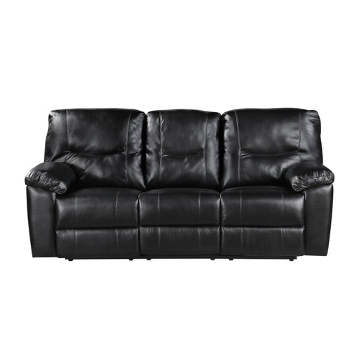 9037BLK-3 Double Reclining Sofa with Drop-Down Cup Holders - 9037BLK-3