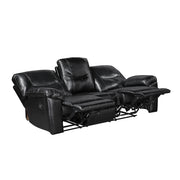 9037BLK-3 Double Reclining Sofa with Drop-Down Cup Holders - 9037BLK-3