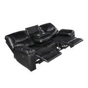9037BLK-3 Double Reclining Sofa with Drop-Down Cup Holders - 9037BLK-3