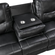 9037BLK-3 Double Reclining Sofa with Drop-Down Cup Holders - 9037BLK-3