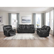 9037BLK-3 Double Reclining Sofa with Drop-Down Cup Holders - 9037BLK-3