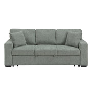 9050GRN-3SL Sofa with Pull-out Bed, Center Drop-down Cup Holders, Arms with Shelves and Charging Ports - 9050GRN-3SL
