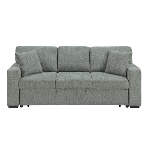 9050GRN-3SL Sofa with Pull-out Bed, Center Drop-down Cup Holders, Arms with Shelves and Charging Ports - 9050GRN-3SL
