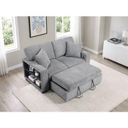 9050GRY-2SL Love Seat with Pull-out Bed, Arms with Shelves and Charging Ports - 9050GRY-2SL