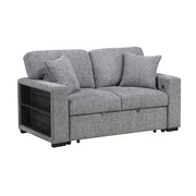 9050GRY-2SL Love Seat with Pull-out Bed, Arms with Shelves and Charging Ports - 9050GRY-2SL