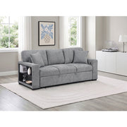 9050GRY-3SL Sofa with Pull-out Bed, Center Drop-down Cup Holders, Arms with Shelves and Charging Ports - 9050GRY-3SL