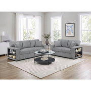 9050GRY-3SL Sofa with Pull-out Bed, Center Drop-down Cup Holders, Arms with Shelves and Charging Ports - 9050GRY-3SL
