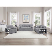 9050GRY-3SL Sofa with Pull-out Bed, Center Drop-down Cup Holders, Arms with Shelves and Charging Ports - 9050GRY-3SL