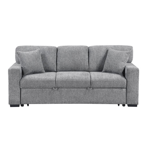 9050GRY-3SL Sofa with Pull-out Bed, Center Drop-down Cup Holders, Arms with Shelves and Charging Ports - 9050GRY-3SL