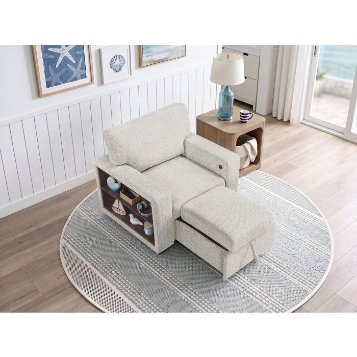 9050TPE-1SL Chair with Pull-out Ottoman, Arms with Shelves and Charging Ports - 9050TPE-1SL